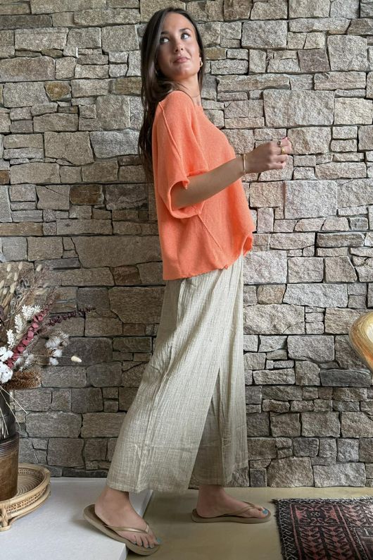Conrad Box Cotton Knit Papaya -